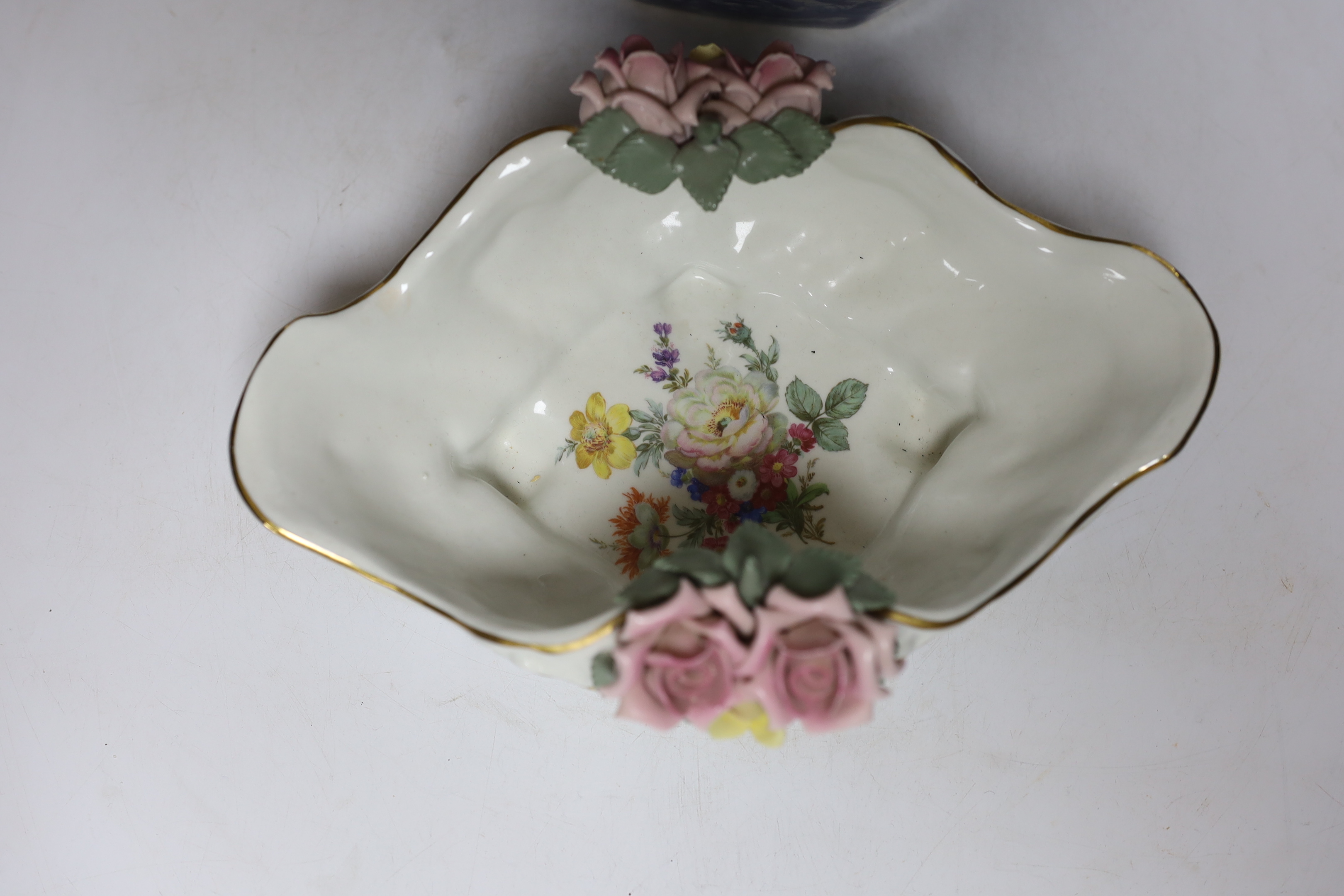 Three Sadler pottery teapots, a blue and white Chinese jardiniere, etc. (8)